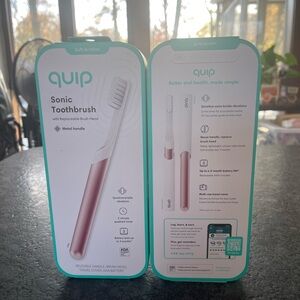 Quip Sonic Rechargeable Toothbrush for Adults in Pink Metal 1 charge = 3 months